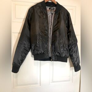 Brandon Thomas silky bomber, black with gray lining, excellent condition, size L